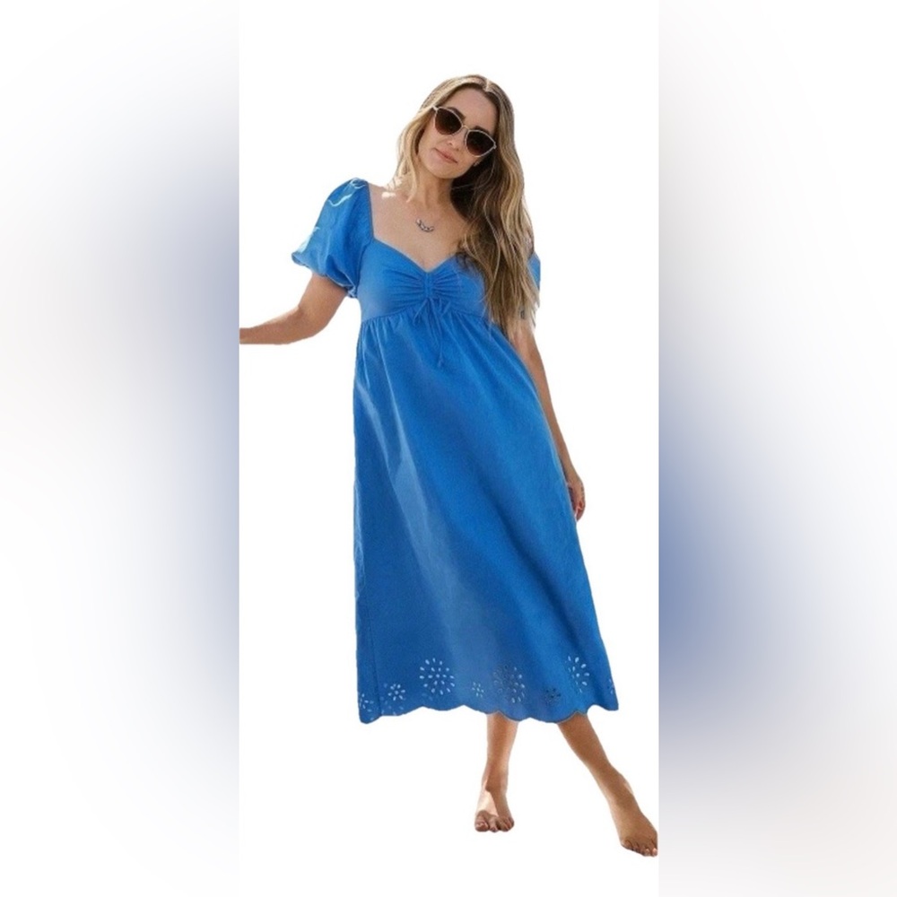 LC Lauren Conrad Cobalt Blue Maxi Dress with Eyelet Hem